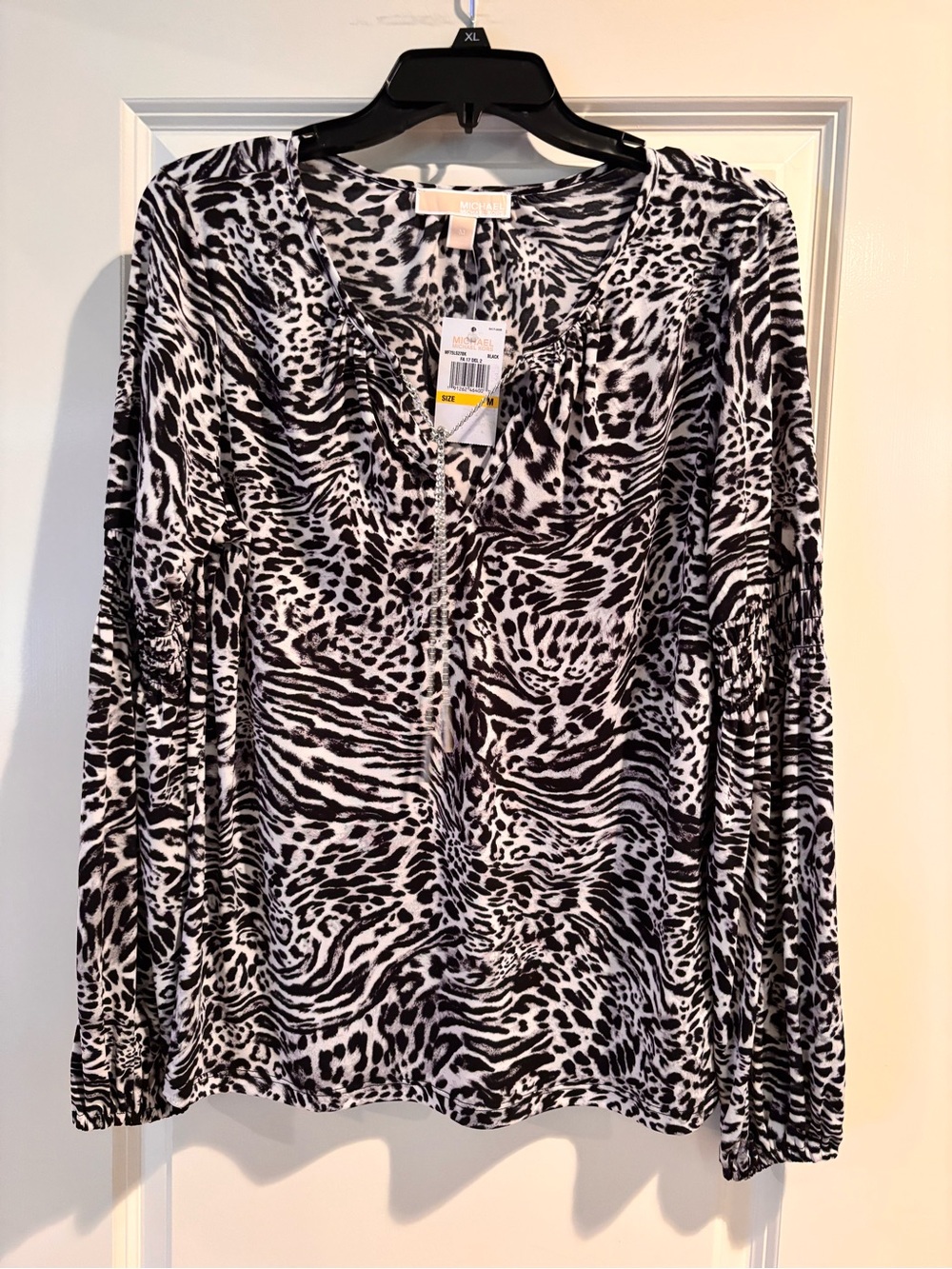 Michael Kors Animal Print Chain Neck Blouse Top NWT Medium